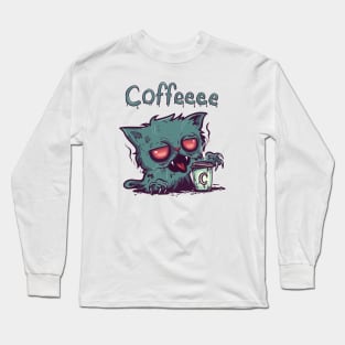 Coffeee Zombie Cat (text) Long Sleeve T-Shirt